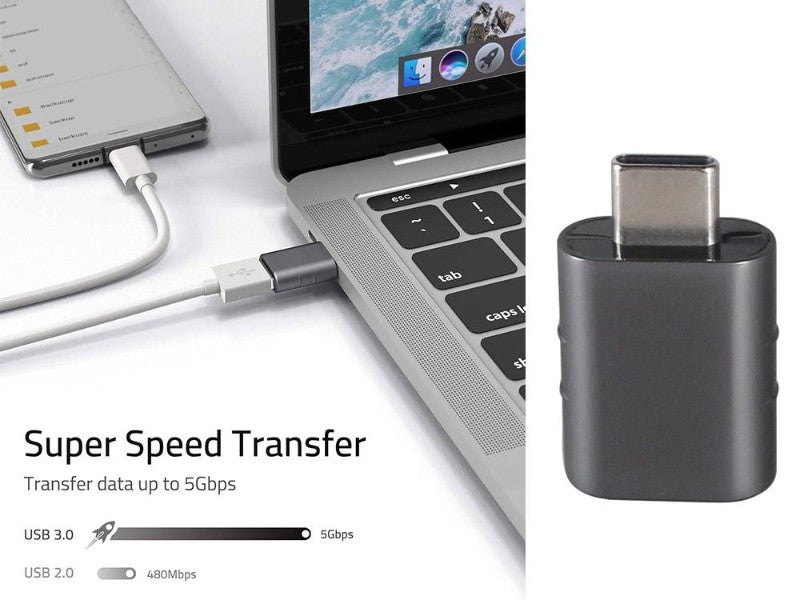 USB Type-A Female to USB-C Male Plug Adapter