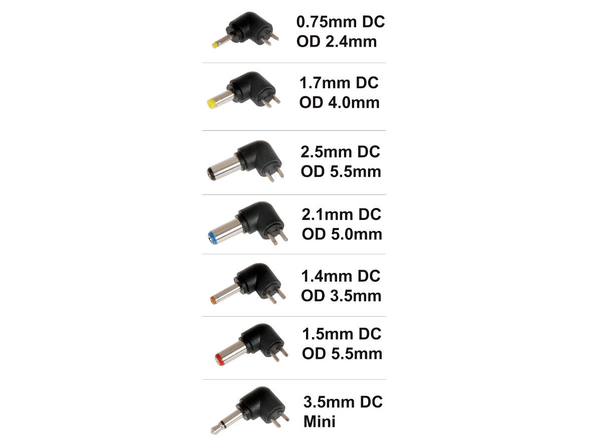 9V DC power supply 7 DC adapter plug tips size chart
