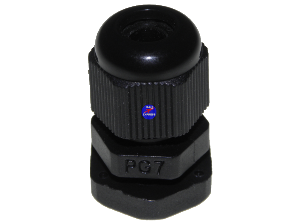 Waterproof Cable Gland PG7 Black Nylon for 3mm to 6.5mm Wire Cable Cord or Lead