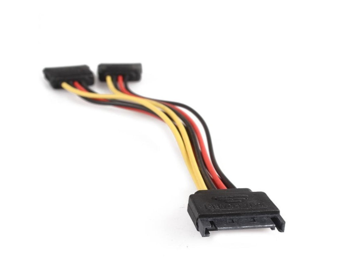 SATA Power Splitter Cable – 1x Male to 2x Female Extension for HDD/SSD