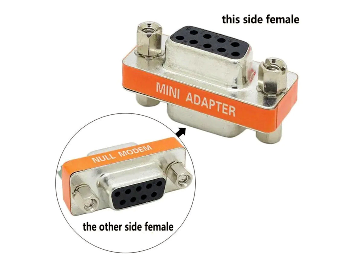 9-pin DB9 (DE-9) Female to Female Socket Null Modem Adapter