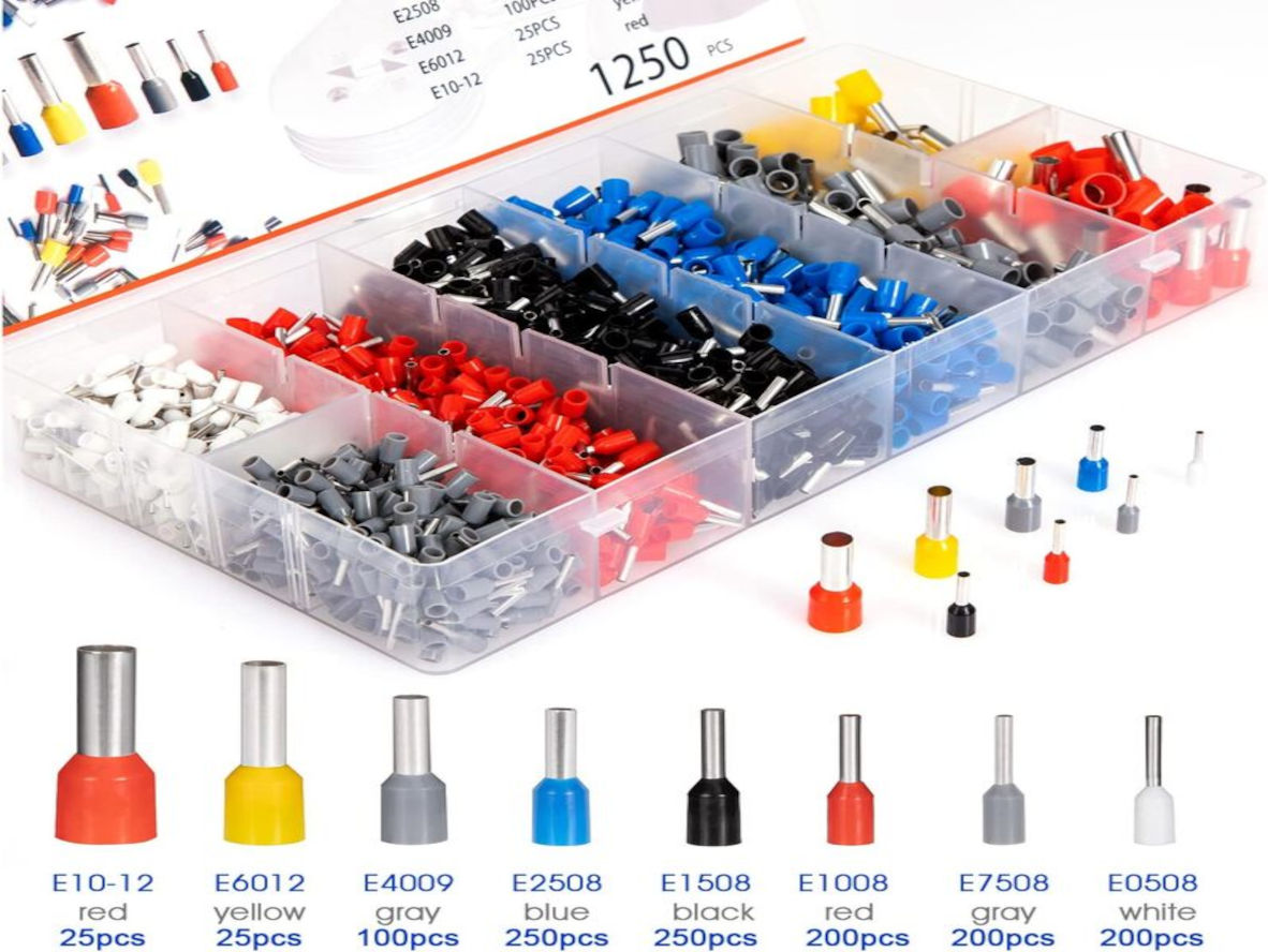1250 Piece Bootlace Wire Crimp Ferrules & Crimper Tool
