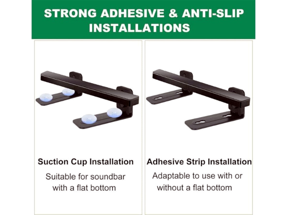 Black Steel Universal Soundbar Wall Mount Bracket Kit
