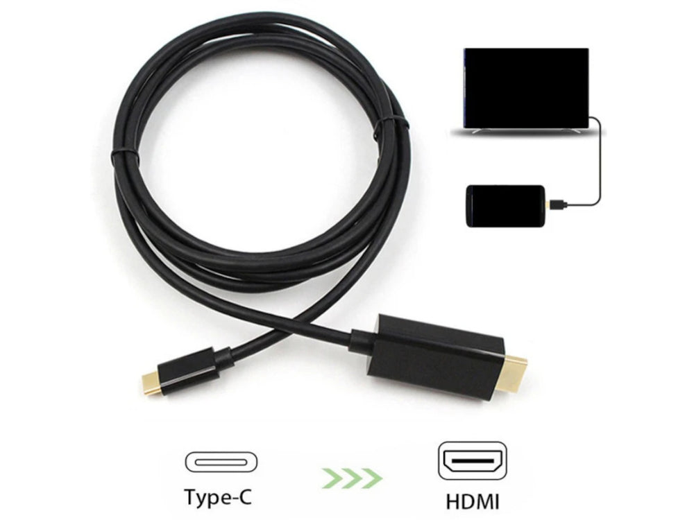 1.8M Black USB-C to HDMI Cable 4K NZ | High Speed Type-C to HDMI Lead