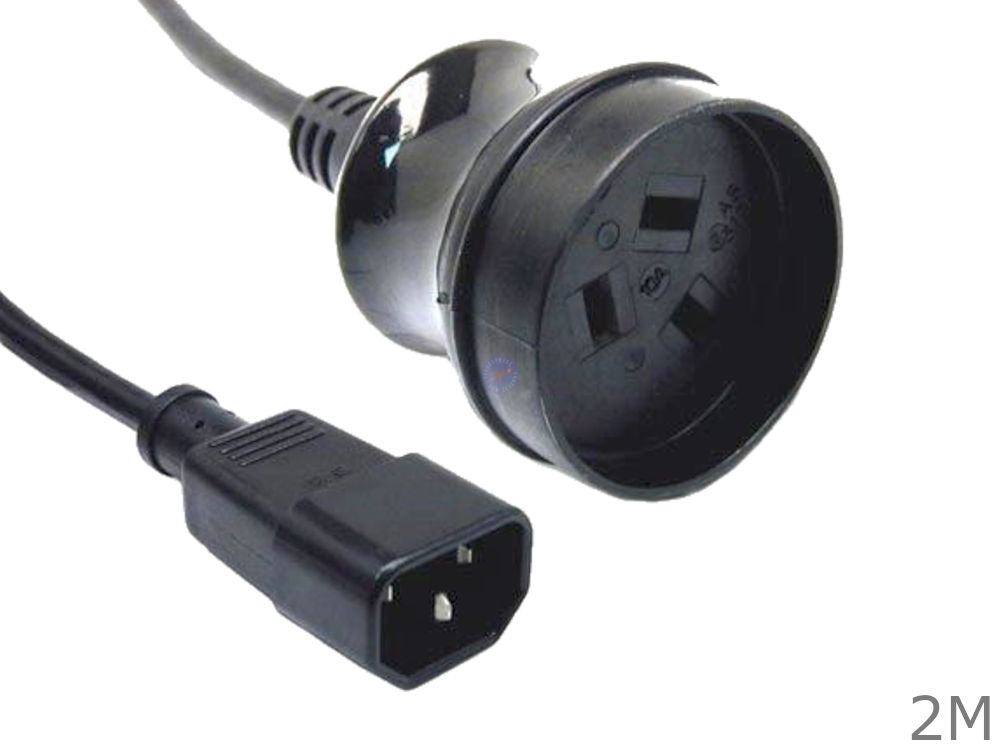 2 Meter 3 Pin Male C14 to Female NZ Socket Power Cable