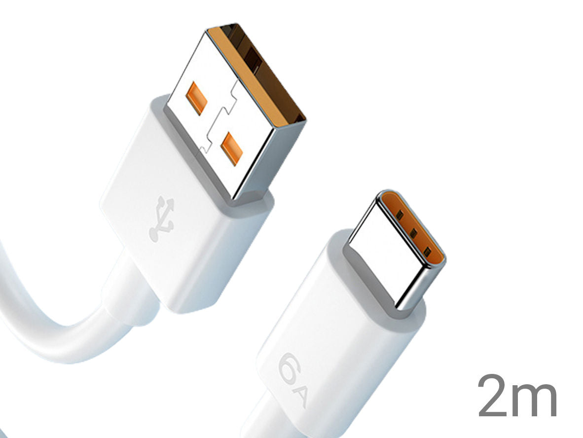 2m White 6A USB C Cable