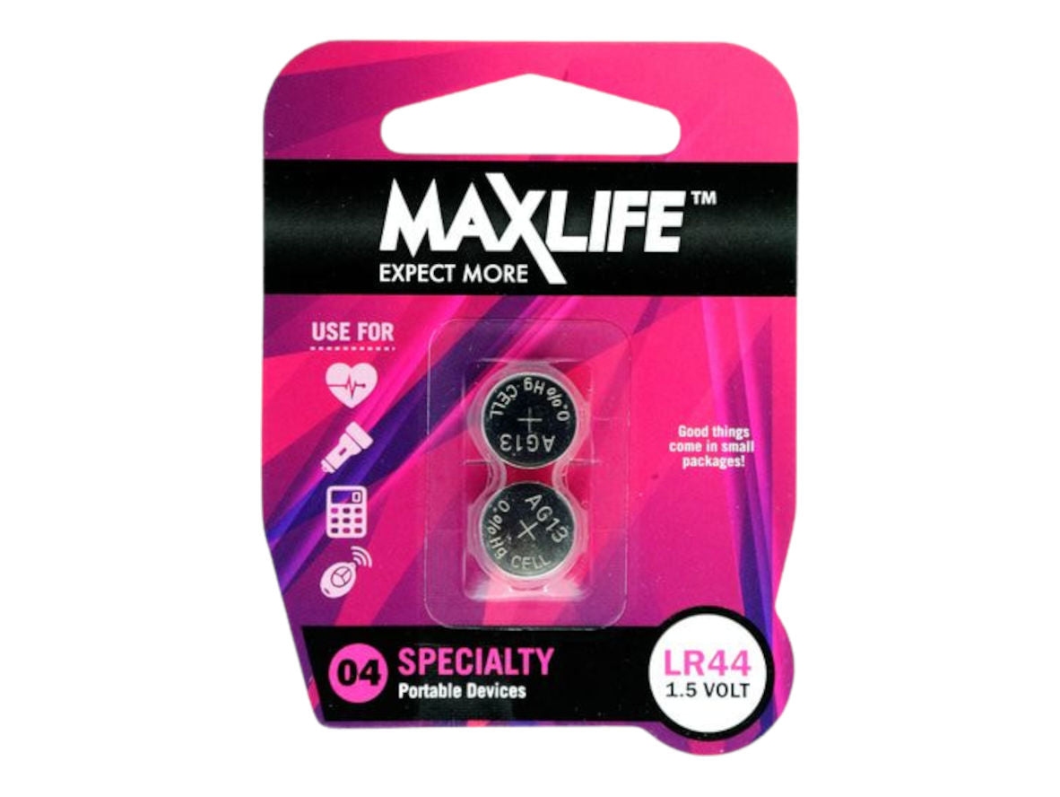 MAXLIFE LR44 Alkaline Button Cell Battery 2 Pack