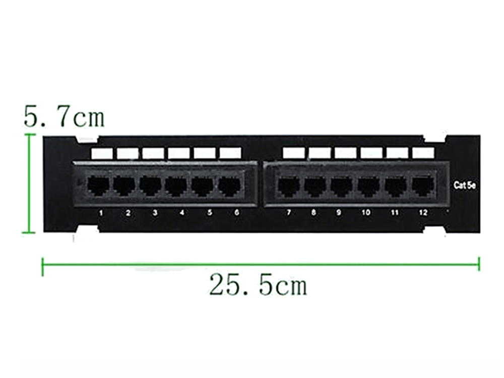 12 Port RJ45 Cat 5e Cat5 Wall Mount Data Network LAN Patch Panel - techexpress nz