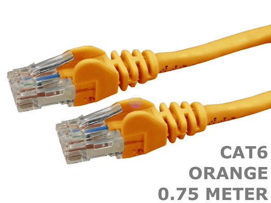0.75 Meter Orange CAT6 RJ45 Ethernet LAN Network UTP Patch Cable .75m Cord Lead - techexpress nz