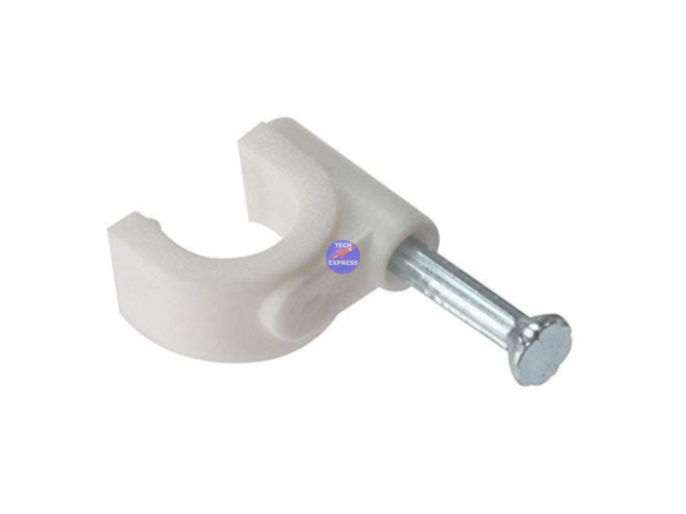 100 Piece Bag of White Nail in Clips for 6mm Computer, Telephone and Coax Cable