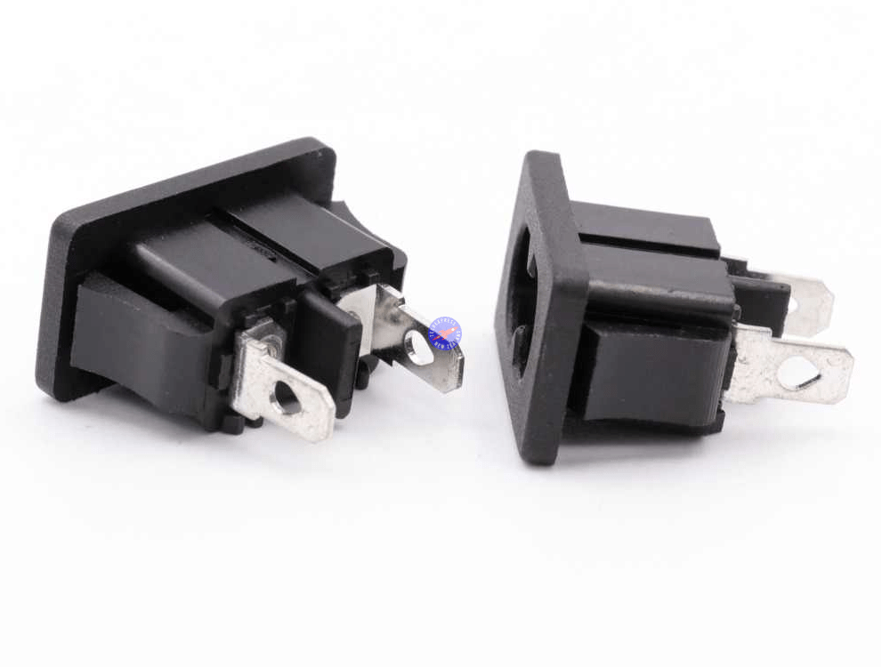 2 Pin 250VAC 2.5A IEC320 C8 Figure 8 Clip In Chassis Panel Mount Power Socket - techexpress nz