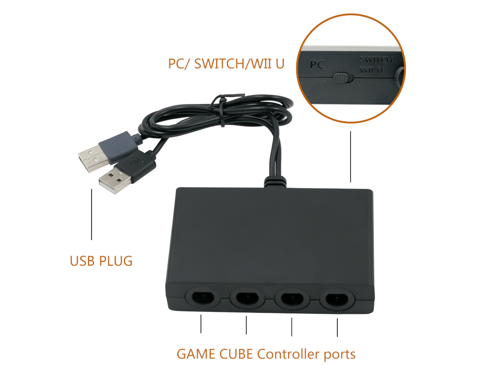 4 Port Nintendo GameCube Controller USB Adapter for Nintendo