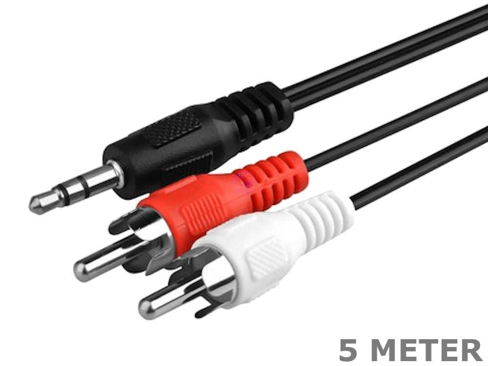 thumbnail image 2 of 5 Meter 3.5mm Male To 2 RCA Male Audio Adapter Cable Stereo Aux Cord Gold Plated 2 of 6