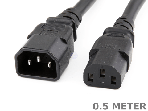 0.5 Meter 3 Pin IEC Male C14 to Female C13 Power extension cable cord .5m lead - techexpress nz