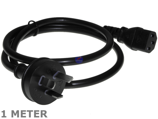 1 Meter 3 pin Male Plug to IEC Female socket computer power cord cable lead 1M - techexpress nz