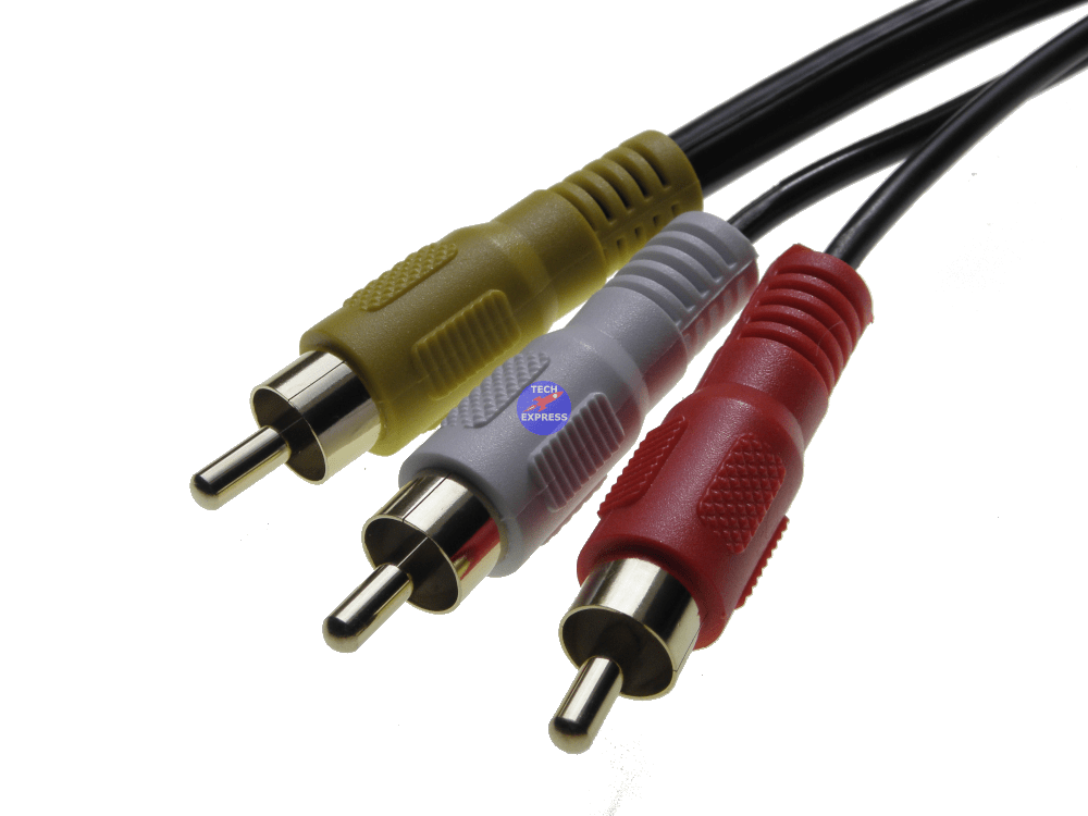 2 Meter RG59 Composite Video & Stereo Audio 3x Male RCA to RCA Cable 2M AV Cable - techexpress nz