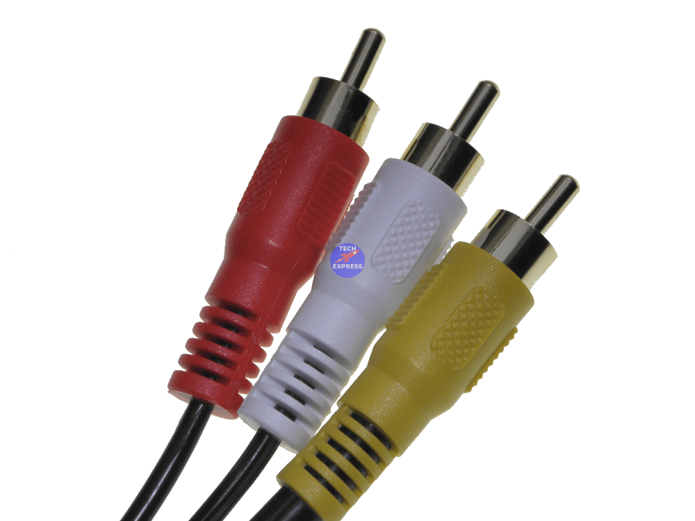 2 Meter RG59 Composite Video & Stereo Audio 3x Male RCA to RCA Cable 2M AV Cable - techexpress nz