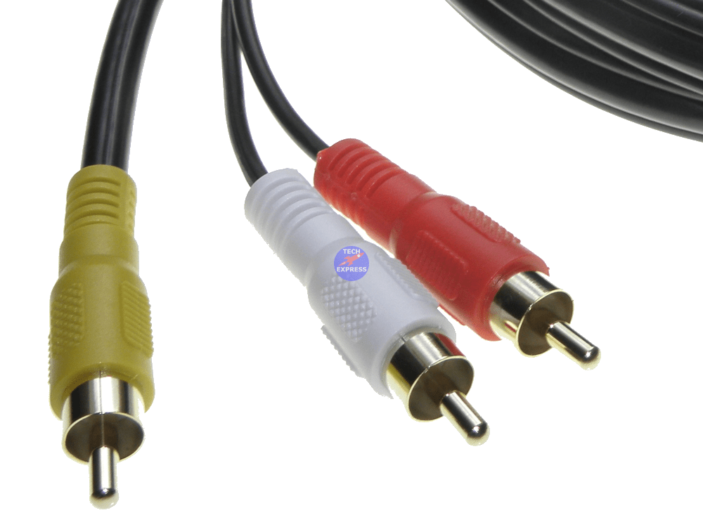 2 Meter RG59 Composite Video & Stereo Audio 3x Male RCA to RCA Cable 2M AV Cable - techexpress nz