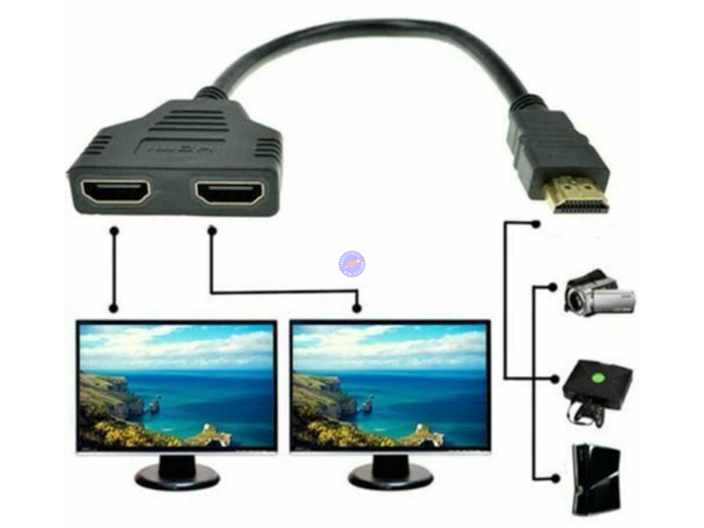HDMI Splitter 2 Way 1 In 2 Out Y Adapter Cable - techexpress nz
