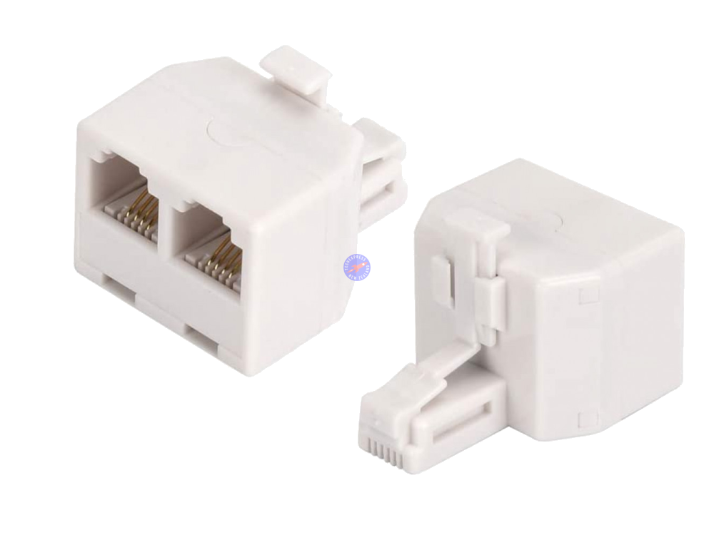 White RJ11 6P4C Y Splitter Double Outlet Adapter - techexpress nz