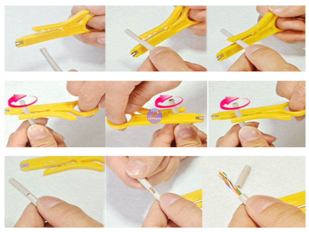Cat5 Cat5e Cat6 UTP STP Cable Jacket Stripper and 110 Insertion Termination Tool - techexpress nz