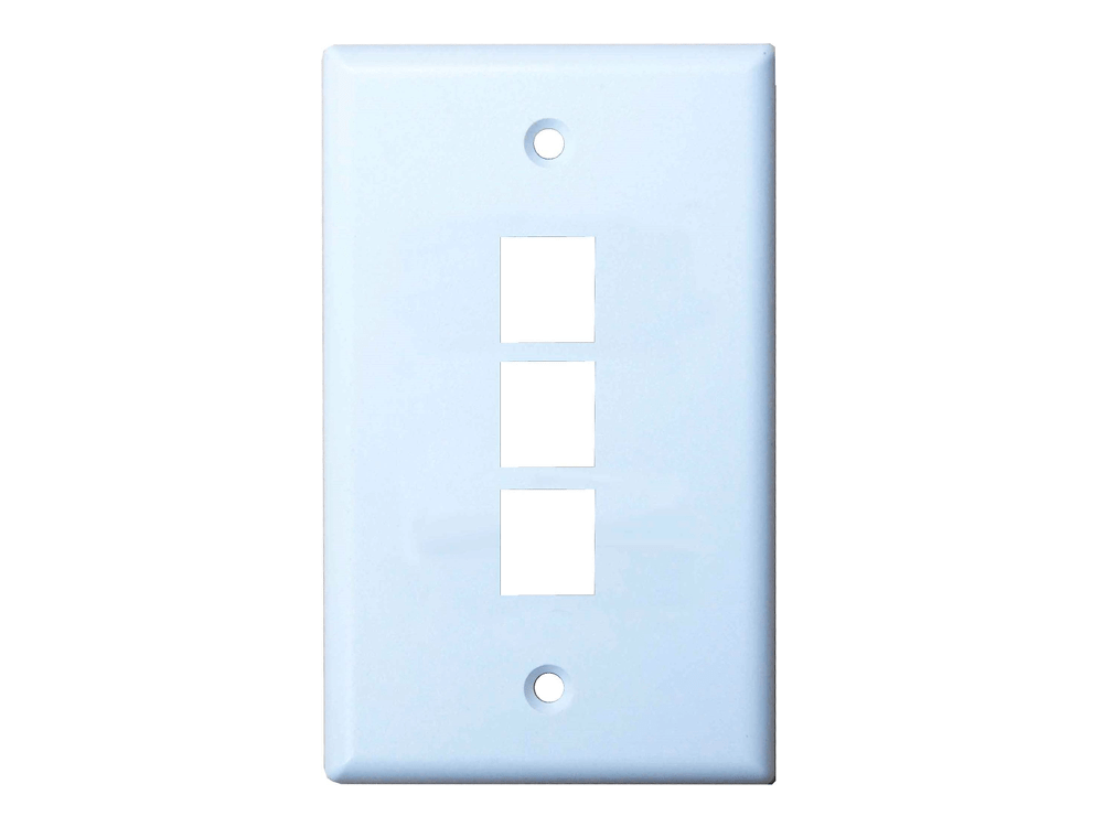 Faceplate 3 Gang White Triple Port for Three Keystone Jacks - techexpress nz