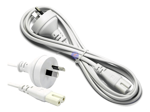 White 2 Meter 2 Pin Figure 8 Power Cord Cable Lead 2M - techexpress nz