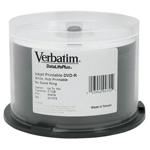 Verbatim DataLifePlus (Azo) DVD-R 4.7 GB White Inkjet Printable Spindle 50 Pack 16x - techexpress nz