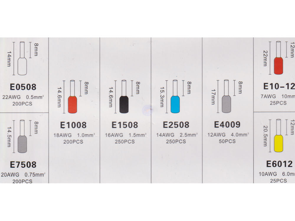 1200 Piece Bootlace Wire Crimp Ferrules & Crimper Tool