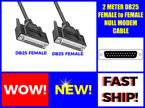 2 Meter 25 Pin DB25 Female to Female Null Modem Serial Cable Cord 2M Lead - techexpress nz