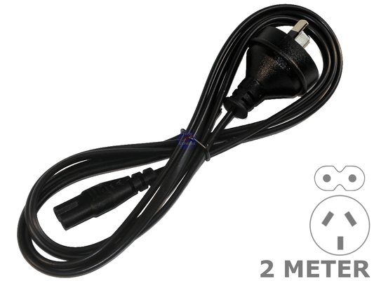 2 Meter 2 pin figure 8 power cable cord 2M Lead - techexpress nz