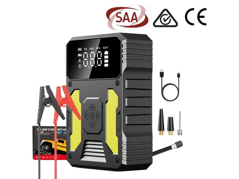 Portable Car Jump Starter 3000A with 150PSI Air Compressor & USB Charging