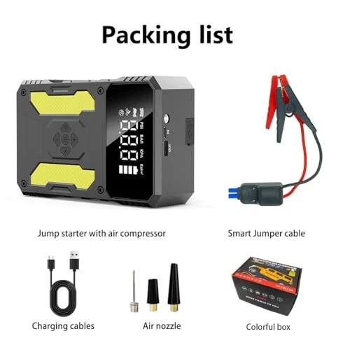Portable Car Jump Starter 3000A with 150PSI Air Compressor & USB Charging