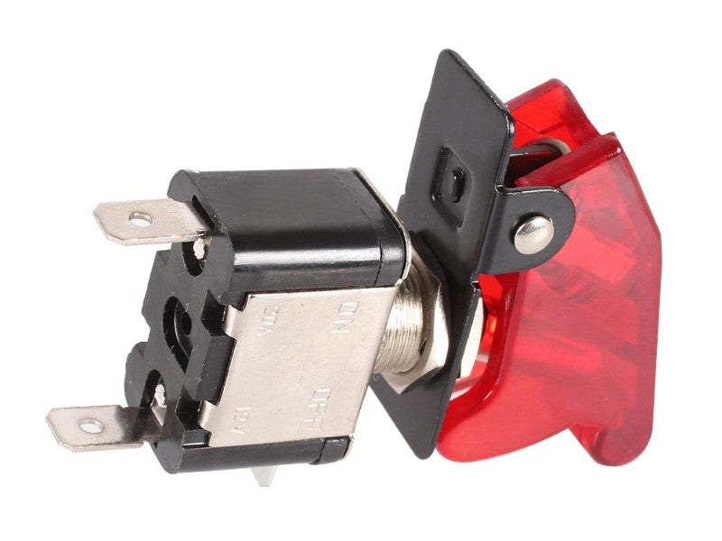 12V 20A Red LED Toggle Switch with Missile Cover - Automotive SPST On/Off