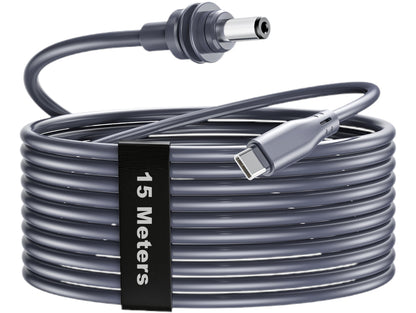 15m Starlink Mini USB-C to DC Cable – Long Power Lead for Starlink Portable Dish, Router, High-Speed Data, 15 Metre