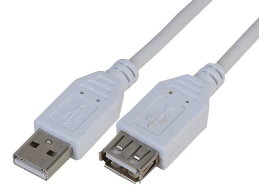 2m White USB 2.0 Type-A Male to Female Extension Cable