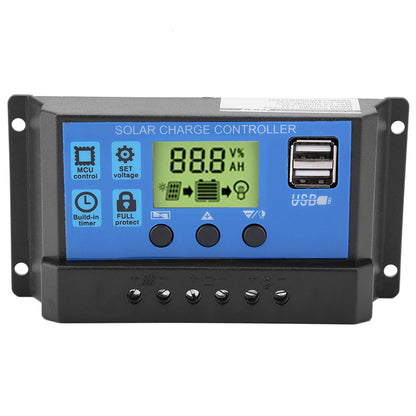 20A 12V/24V PWM solar charge controller with LCD display and dual USB ports
