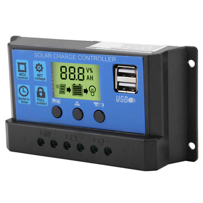 20A 12V/24V PWM Solar Charge Controller with Dual USB Ports for Lead-Acid Batteries