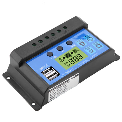20A 12V/24V PWM Solar Charge Controller with Dual USB Ports for Lead-Acid Batteries