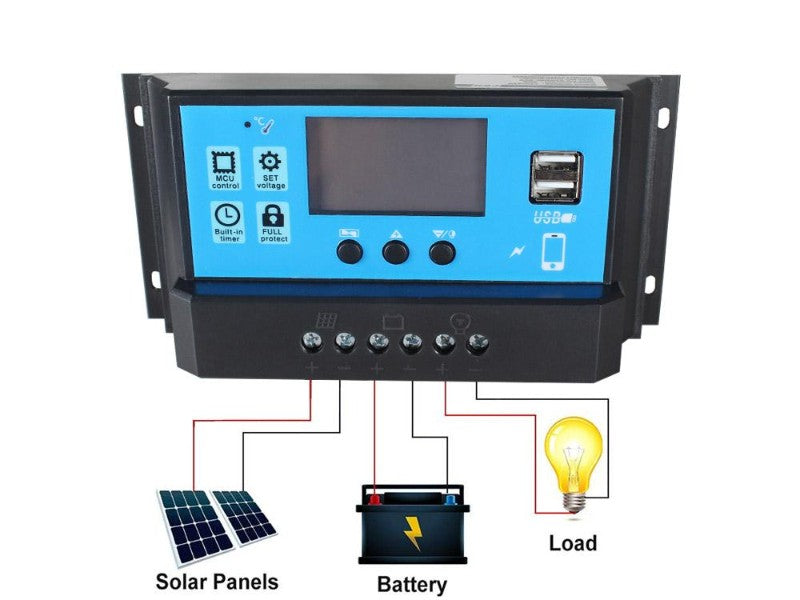 40A 12V 24V PWM Solar Charge Controller with LCD Display and Dual USB