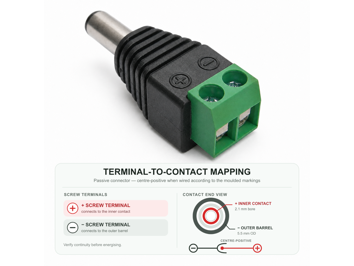2.1mm DC Power Plug Connector with Screw Terminals