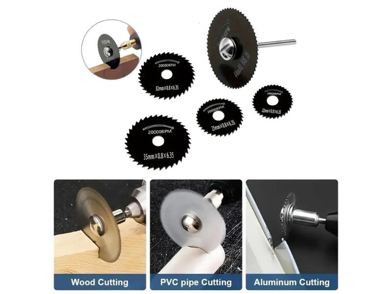 6-Piece HSS Mini Circular Saw Blade Set for Dremel-Compatible Rotary Tools