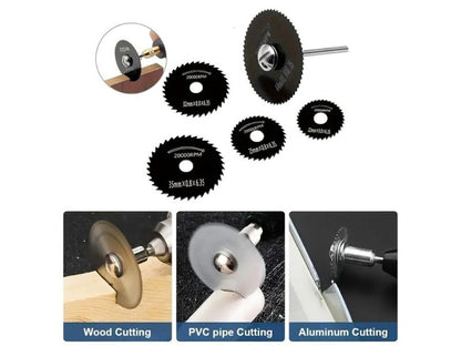 6-Piece HSS Mini Circular Saw Blade Set for Dremel-Compatible Rotary Tools