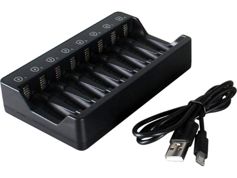 8-Slot USB Battery Charger for AA/AAA NiMH/NiCd Batteries