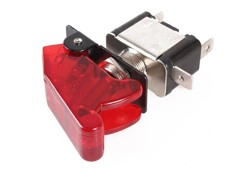 12V 20A Red LED Toggle Switch with Missile Cover - Automotive SPST On/Off