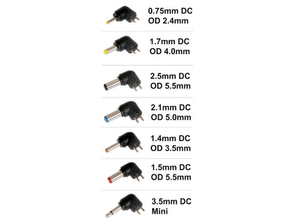 9V DC power supply 7 DC adapter plug tips size chart