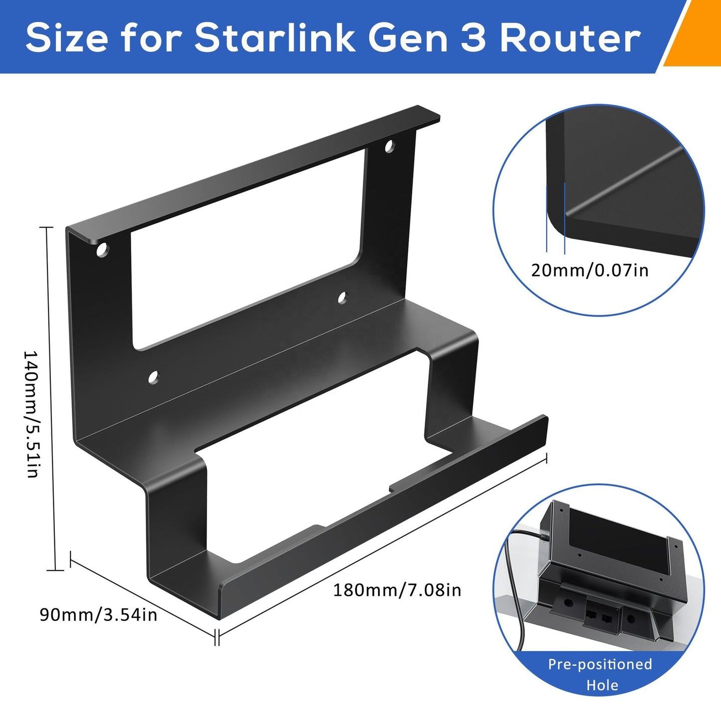 Starlink Gen 3 Wall Mount Kit | 2-in-1 Router & Power Supply Holder