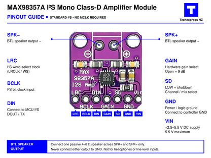 MAX98357 MAX98357A I2S Audio Amplifier PCB Module