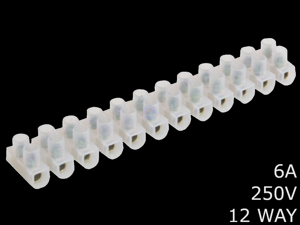 12 Way 6A 250V Electrical Wire Screw Terminal Block Strip Connector Chock Blocks