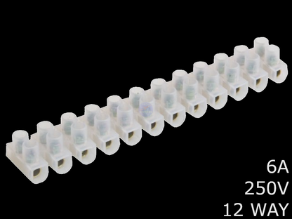 12 Way 6A 250V Electrical Wire Screw Terminal Block Strip Connector Chock Blocks
